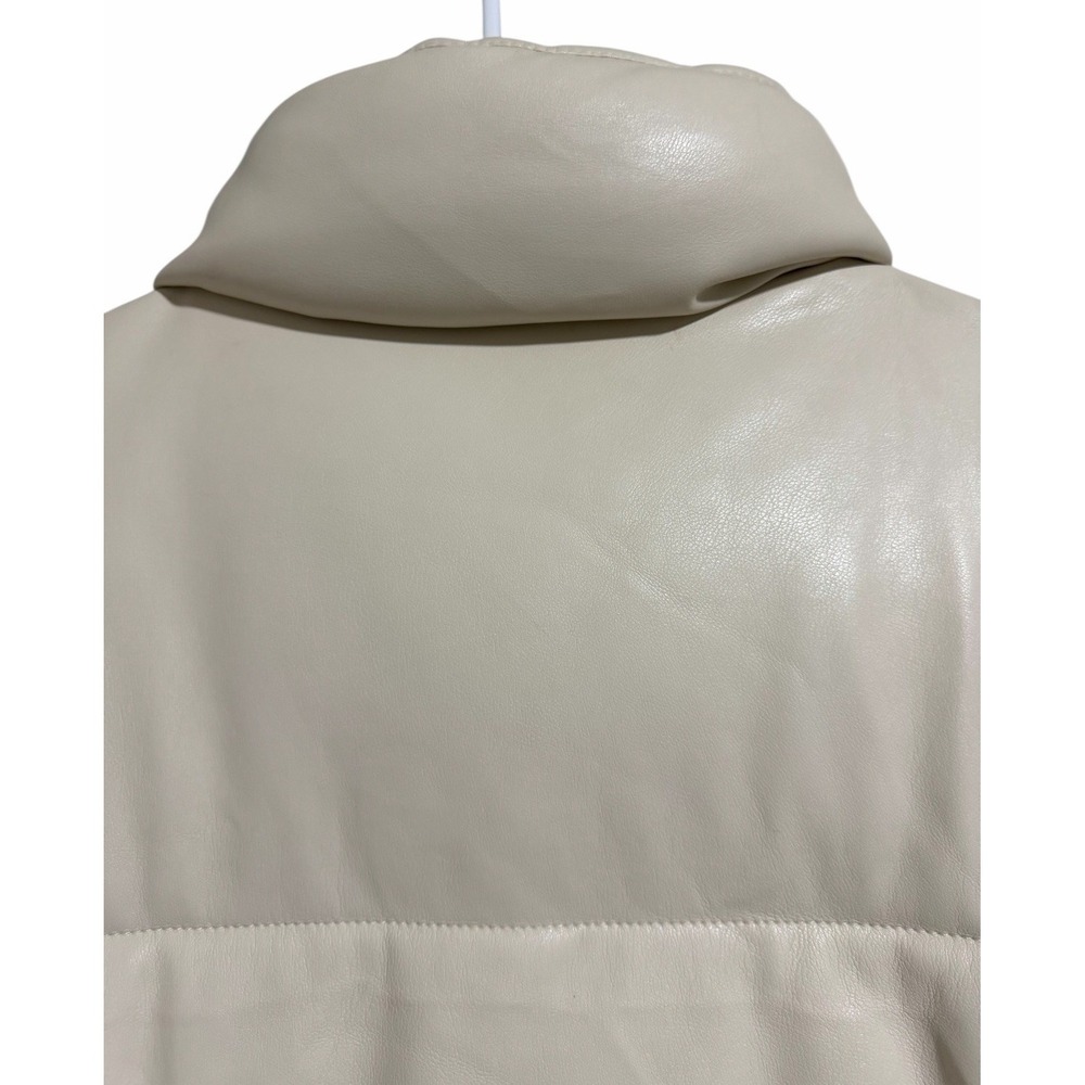 Abercrombie & Fitch Mini Puffer Vegan Leather Jacket Cream Women's Size‎ Small - Picture 4 of 11